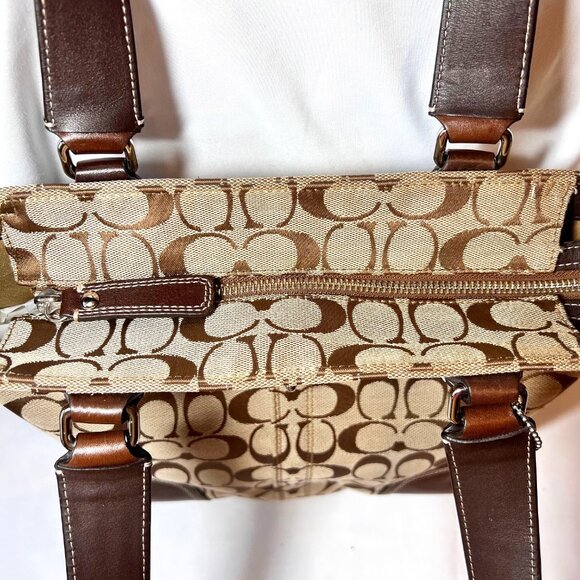 Coach Jacquard/Leather Hampton Collect. Vintage-Turnlock-Brown/Tan Textile Signa - Picture 7 of 16